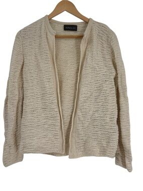 ALPACA 111 PERU 100% Baby Alpaca Wool Open CARDIGAN Size M Cream Ivory